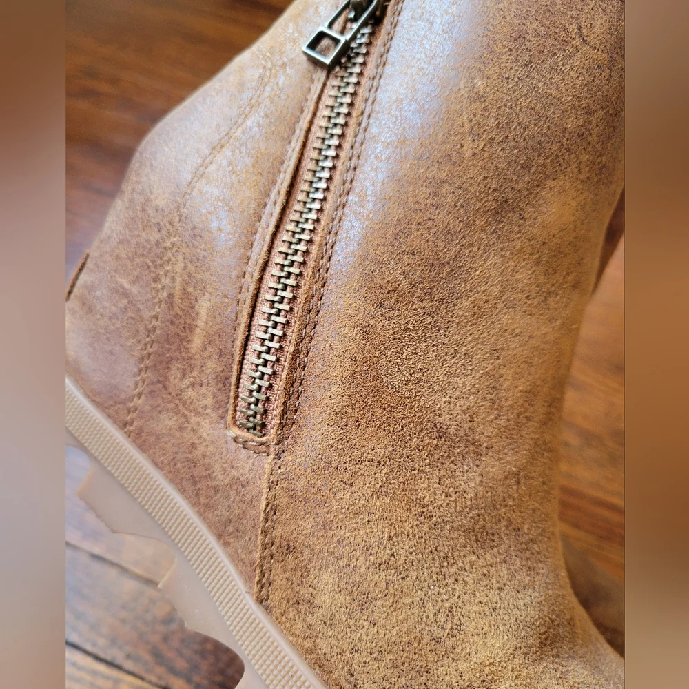 Sorel Womens Joan of Arctic II Wedge Zip Boots Waterproof Leather Tan Size 5 - Picture 10 of 13
